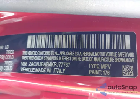 2019 Jeep Renegade Sport 4X4 из США, поврежденный, VIN ZACNJBAB4KPJ77787